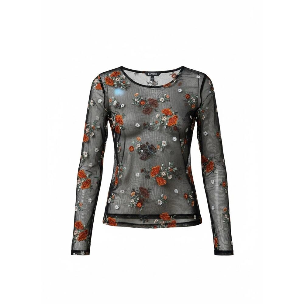 WOMENS EXPRESS SZ Small Mesh FLORAL TOP